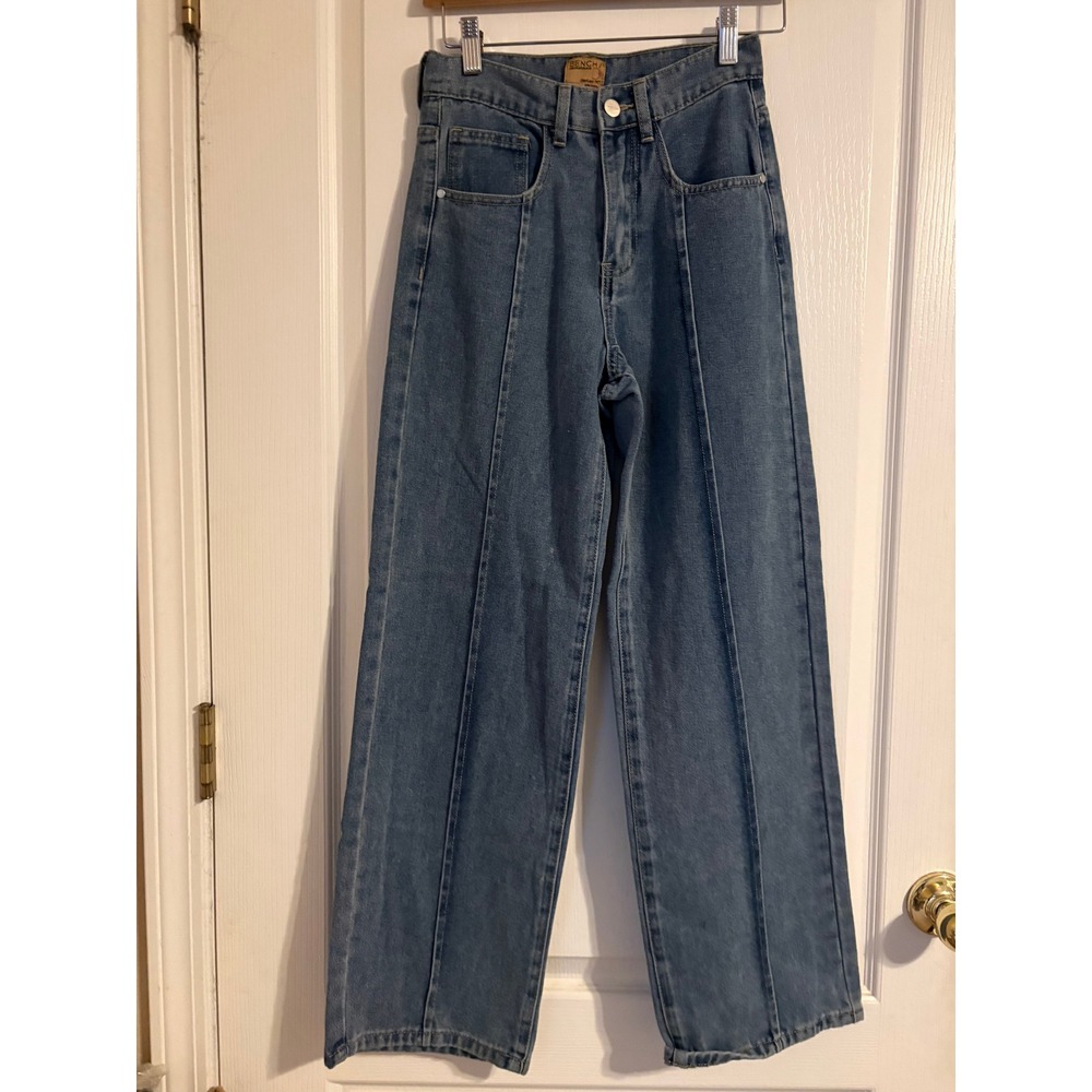 Bench Wide Leg Jeans Women Size S Blue Excellent Seam Front High Rise Denim